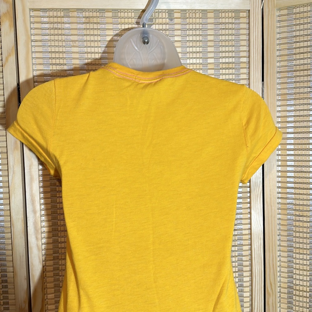 PINK Victoria's Secret Orange Yellow Football Tee Shirt Capped Sleeves XS - Picture 11 of 15